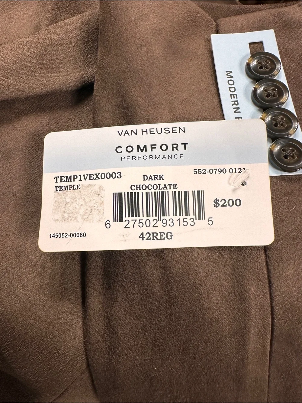 NWT Van Heusen Men's 42R Blazer Faux Suede Comfort Sport Coat Suit $200